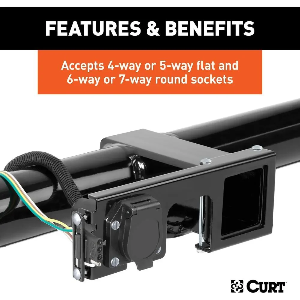 CURT 58003 Easy-Mount Trailer Bracket, 2-1/2 Inch Receiver, 4 or 5, 6 or 7 Way